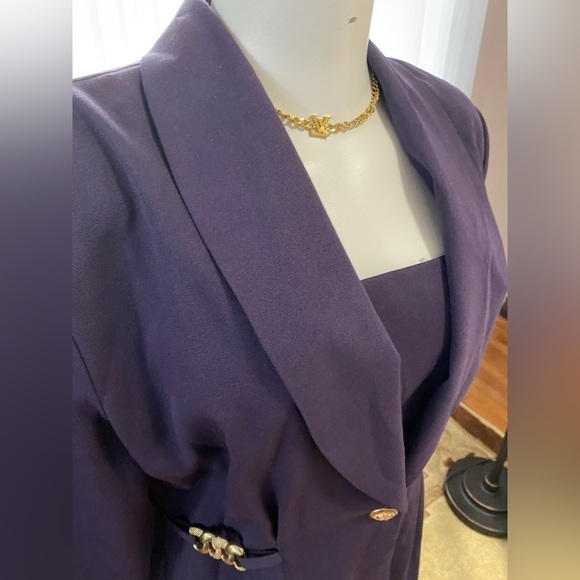 Jessica Vintage Tailored Blazer - Golden buttons Sz 12 purple - Picture 3 of 14
